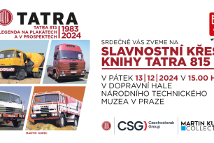 POZVÁNKA na slavnostní křest knihy TATRA 815 - legenda na plakátech a v prospektech v NTM Praha