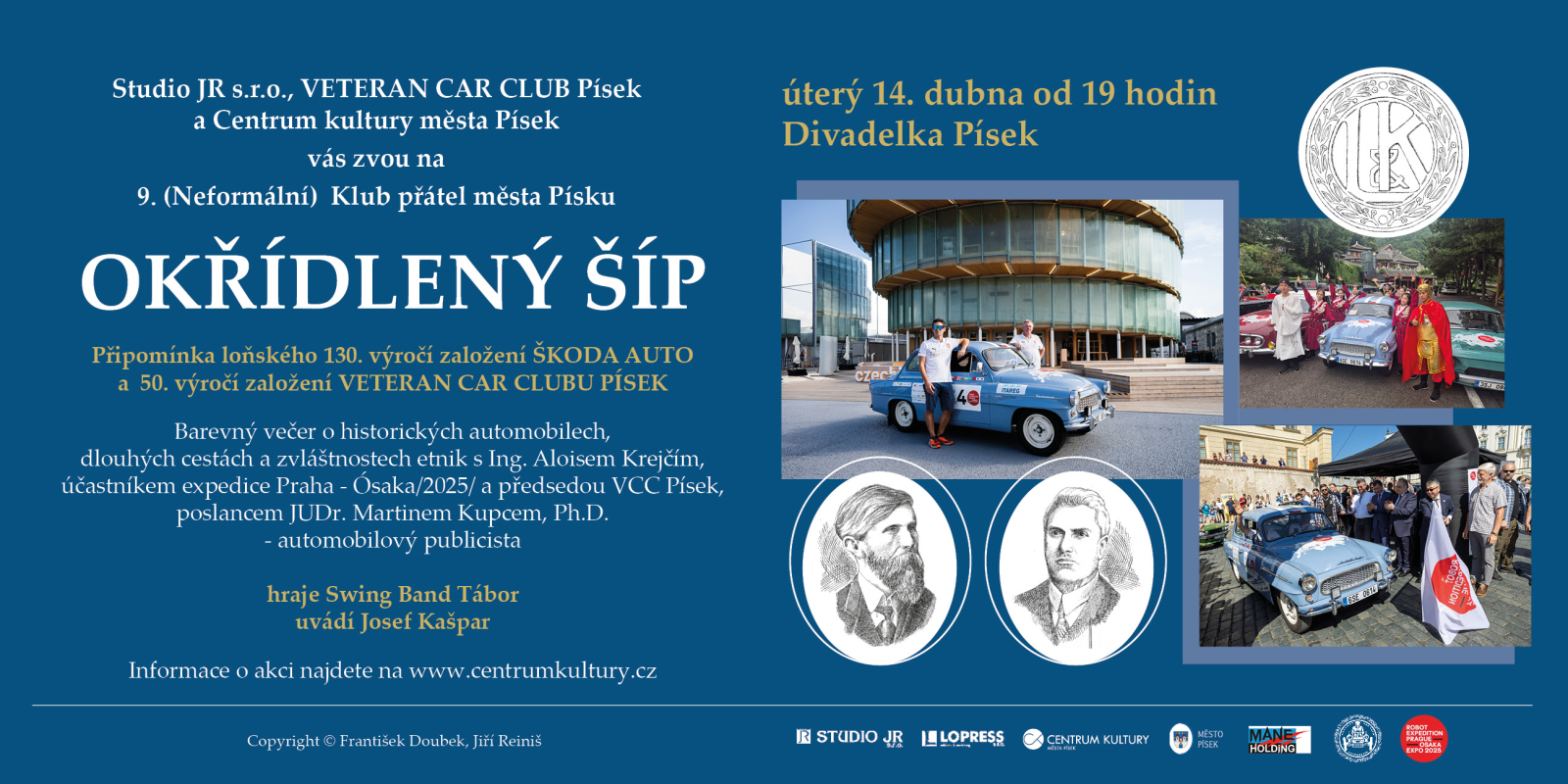 Pozvánka na besedu: OKŘÍDLENÝ ŠÍP - 14.4. 2026 od 19.00 hod. Divadélko Písek.